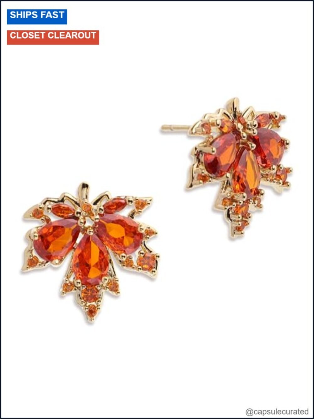 Gold Plated Sterling Silver CZ Pearl Leaf Stud Earrings Hypoallergenic